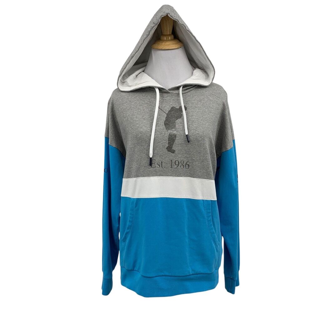 Golfino Green Hoodie Women 6 Colorblock Organic Cotton Blend Pullover Sweatshirt